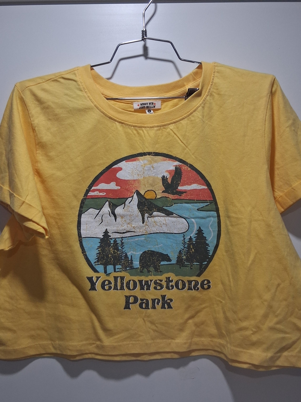 Yellow Yellowstone Park Graphic Crop Tee M